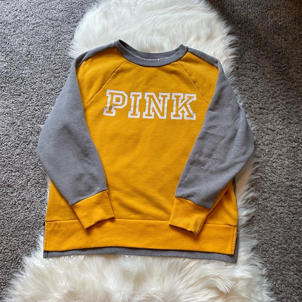 VIctoria’s Secret VS PINK Sweatshirt Yellow Gray